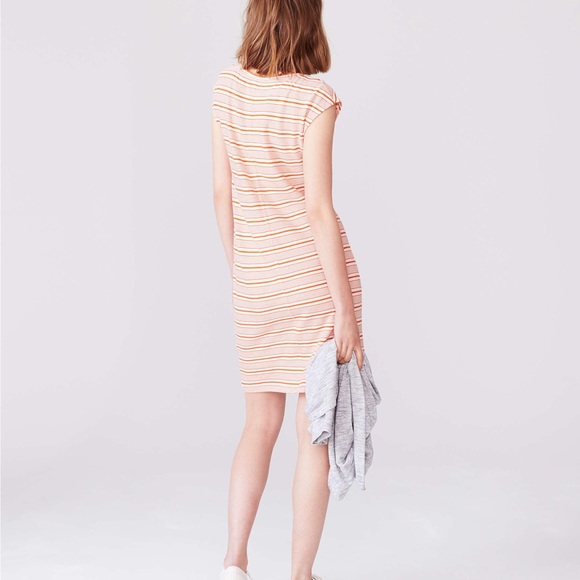 Lou & Gray Orange Striped Cap Sleeve Tee Dress - Picture 2 of 5
